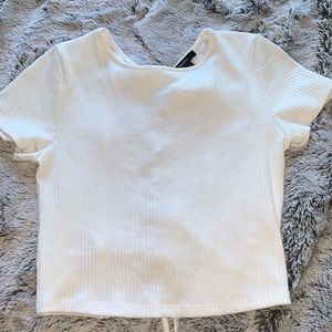 Forever 21 White crop t-shirt (Lace up back)